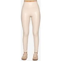 SASSYCLASSY Lederimitathose Highwaist Thermoleggings Damen in Lederoptik Skinny Leggings mit Thermo-Futter aus Kunstleder Schwarz Braun Beige