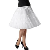 Karneval-Klamotten Kostüm Petticoat Unterrock Tutu Tüll Damen weiß Luxus, Voluminöser Petticoat hochwertig Tüll Unterrock 3 Lagen 52 cm lang