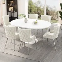 Flieks Esszimmerstuhl (Set, 6 St), 6er Set Polsterstühle Küchenstühle Samt Wohnzimmer Metallbeine