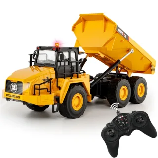 Huina Toys 1553 RTR 1/16 2.4G 11CH RC Car Dump Truck LED Light 360° Rotation Alloy Cab Engineering Remote Control Vehicl