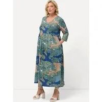 Ulla Popken Maxikleid Jerseykleid Paisleymuster A-Linie V-Ausschnitt