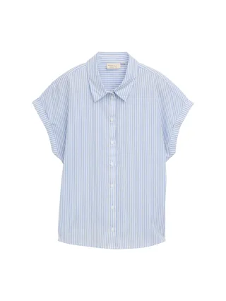 Denim Tom Tailor - Loose Fit Bluse mit Streifenmuster white blue vertical stripe - Gr. - S