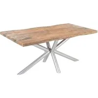 WOLF MÖBEL Esstisch Esstisch Baumkante Mangoholz 180x90 cm, Tischfuß Memphis round silber (180x90x76), Esstisch Baumkante Mangoholz 180x90 cm, Tischfuß Memphis round silber