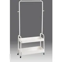 HAKU Garderobenständer Garderobe, Garderobenständer, Kleiderständer auf Rollen, Kleiderwagen, rechteckig - aus Metall Weiß - B/T/H 85/31/155 cm