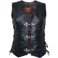 MDM Lederweste Taillierte Damen Lederweste aus weichem Lamm Leder Leichte Sommer Damen Biker Weste