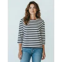 modAS 3/4-Arm-Shirt 40416 Damen Shirt mit 3/4-Arm und Streifen - Damenshirt leicht oversized