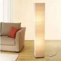 TRANGO LED Stehlampe, 1213L *OSLO* Reispapierlampe *HANDMADE* mit beigefarbenem Lampenschirm Stehleuchte inkl. 2x E14 LED Leuchtmittel 3000K warmweiß, Form: eckig - Höhe: 125cm Wohnraumlampe - Standlampe