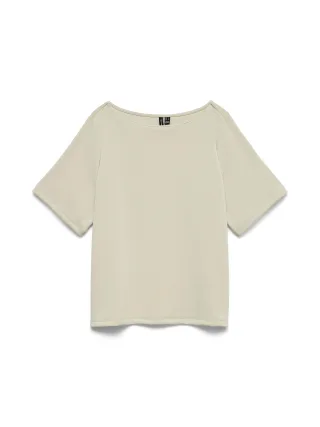 VERO MODA - VMELLA 2/4 BOAT-NECK TOP JRS Oatmeal - Gr. - L
