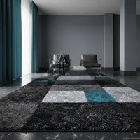 KADIMA DESIGN Teppich LATEMAR Wohnzimmer Schlafzimmer Waschbar Wohnzimmerteppich Esszimmer, Läufer, Höhe: 15 mm, Türkis, 80x150 cm, Strapazierfähig Fußbodenheizung Waschbar