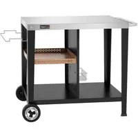 Royal Gourmet Grillablagetisch Grilltisch mit 85x50 cm Edelstahlplatte, 3-Etage Grillwagen, Mobiler Mehrzweck-Küchenwagen