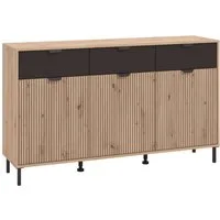 Home affaire Kommode Mayenne Sideboard, Schubladenschrank, Kommode, Anrichte, Breite 157cm, Wohnzimmermöbel, Schlafzimmermöbel, mit Drehtüren und drei Schubladen