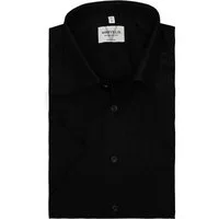 MARVELIS Businesshemd Kurzarm Halbarm Modern Fit Schwarz Bügelfrei 100% Baumwolle Regular Kurzarm