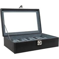 Friedrich23 Uhrenbox aus Leder Infinity mit Glasdeckel für 10 Uhren