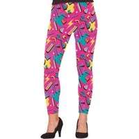 Fiestas Guirca Kostüm, 80S Karneval Retro Leggings Pink Bunte Muster Vintage Design Kostüm P