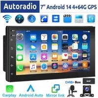 ESSGOO 7 Zoll Doppel 2 DIN Android 14 4+64G Autoradio (Digitalradio (DAB), FM, RDS, FM RDS Bluetooth EQ USB Apple Carplay Android Auto GPS Navi WIFI)