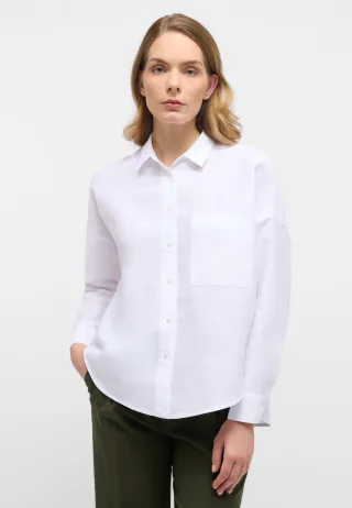 ETERNA - Linen Shirt Bluse Leinen Langarm weiß - Gr. - 40/Langarm