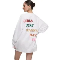Worldclassca Sweatshirt Worldclassca Oversized Sweatshirt GIRLS FUN Print Langarm Pullover PRINT - GIRLS JUST WANN HAVE FUN