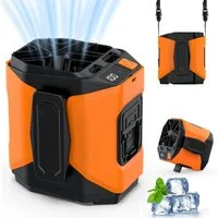 QUBEBU Mini USB-Ventilator Taillenclip-Ventilator, Tragbarer Ventilator Akku mit LED Für Außen, Handventilator Taillenventilator mit 5 Geschwindigkeiten, Umhängeband
