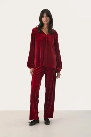 Langarm-Bluse Gerade Passform Rhythmic Red dark red