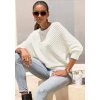 LASCANA 3/4 Arm-Pullover mit diagonalem Strickmuster