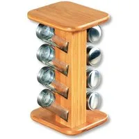 KESPER® Gewürzkarussell drehbarer Gewürzständer Gewürzgläser Gewürzregal Gewürzablage, (8 Gewürzgläser auf Ständer mit kugelgelagertem Drehteller), Gewürzablage aus Bambus mit Gewürzbehältern aus Glas