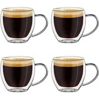 Creano Teeglas Thermoglas Espressoglas hoch mit Henkel 4er Set, 100ml, 4-tlg., Borosilikatglas, 4 Gläser