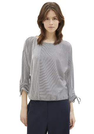TOM TAILOR Denim 3/4-Arm-Shirt in feiner Rippoptik