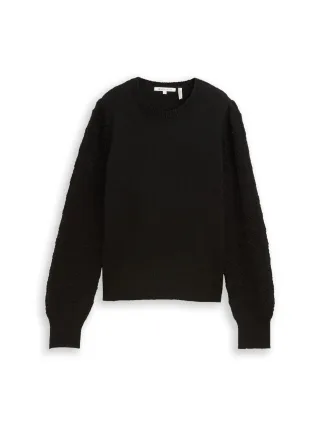 Denim Tom Tailor - Strickpullover mit Ajour-Detail deep black - Gr. - L
