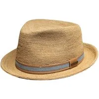 Stetson Strohhut Player aus Raffia Crochet mit Zierband aus Leder und Jeans-Stoff