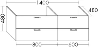 Burgbad Waschtischunterschrank Sys30 PG4 Sana 480x1400x480 Trend- oder RAL-Farbe HGL, WVWQ140RF5348 WVWQ140RF5348