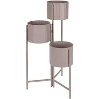 Koopman Pflanzentreppe LAIRA, 3 Ebenen, Sandgrau, Metall, B 19,5 x H 67,5 x T 19,3 cm