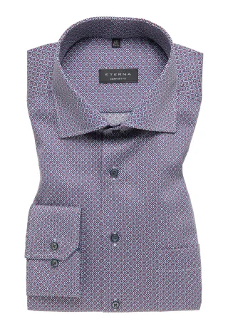ETERNA - Hemd Twill Langarm blau/rot - Gr. - 42/Langarm - 65cm