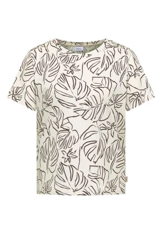 CECIL - T-Shirt mit Rundhals und Blätterprint light alabaster white - Gr. - S