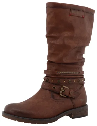 Mustang Shoes Winterstiefel "Elfi" Stiefel mit Zierriemchen und Blockabsatz