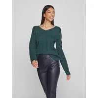 Vila V-Ausschnitt-Pullover VIRIL V-NECK L/S KNIT TOP - NOOS Materialmix, regular fit
