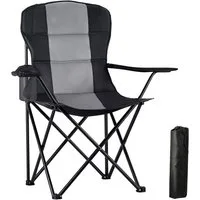 Lumkudos Campingstuhl Campingstuhl Faltbar, bis 150KG mit Getränkehalter Übergroß Faltstuhl (1 St), Klappbar Camping-Stühle für Camping Outdoor Balkon Garten