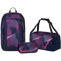 Satch Schulranzen Schulrucksack-Set AIR Seismic Pink 3-teilig (3-teilig), Schulranzen, ergonomisch, Laptop-Fach, Your-Size-System