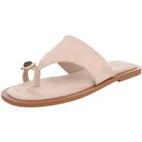 Ital-Design Damen Zehentrenner-Pantolette mit Schmuckdetail Zehentrenner (91742260) Blockabsatz Zehentrenner in Hellbraun