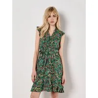 Apricot Druckkleid Geblümtes Minikleid (2-tlg) mit Rüschen
