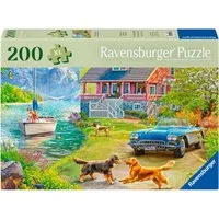 Ravensburger Puzzle Feel Well & Puzzle, Sommerhaus am See, 200 Puzzleteile, XL, für Erwachsene, Made in Europe