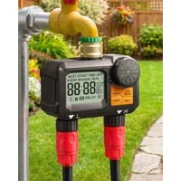 DEWENWILS Bewässerungscomputer 2 Ausgänge, Bewässerungssteuerung für Garten Balkon Terrasse, Automatisch/Manueller Modus, Regenverzögerung