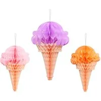 partydeco Papierdekoration, Waffeleis Wabenball 20 - 30cm Wabenfigur 3er Set