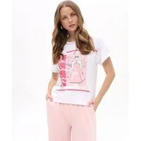 Passioni T-Shirt mit Fashion-Print weißes T-Shirt mit rosa Druck