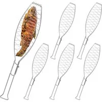 relaxdays Grillguthalter Fischbräter Grill 6er Set, Edelstahl, (6-St)
