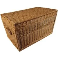 natuleo by pokuc Truhe Truhe mit Deckel aus Weide braun natur 90x54x50 cm