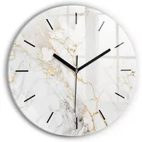 Tulup Wanduhr Runde Glasuhr Marmoruhr aus Gehärtetem Glas Elegante Uhr