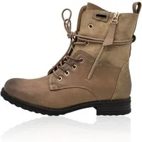 Nowaland Casual Damen Boots mit Warmfutter und Reißverschluss Stiefelette Dekorative Schnürung und kuscheliges Warmfutter