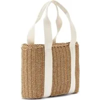 Vivance Shopper Strandtasche, Schultertasche, Korbtasche, Tragetasche, Einkaufstasche, in modischer Bast-Optik mit kontrastfarbenen Details VEGAN