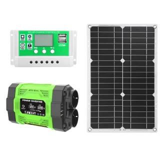 4000W 6000W Peak Power Inverter Kit 12V to 220V with 25W Solar Panel 50A Charge Controller Modified Sine Wave Converter