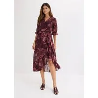 bonprix Chiffonkleid mit Volant, ausgestellte Passform, Halbarm, ohne Kragen